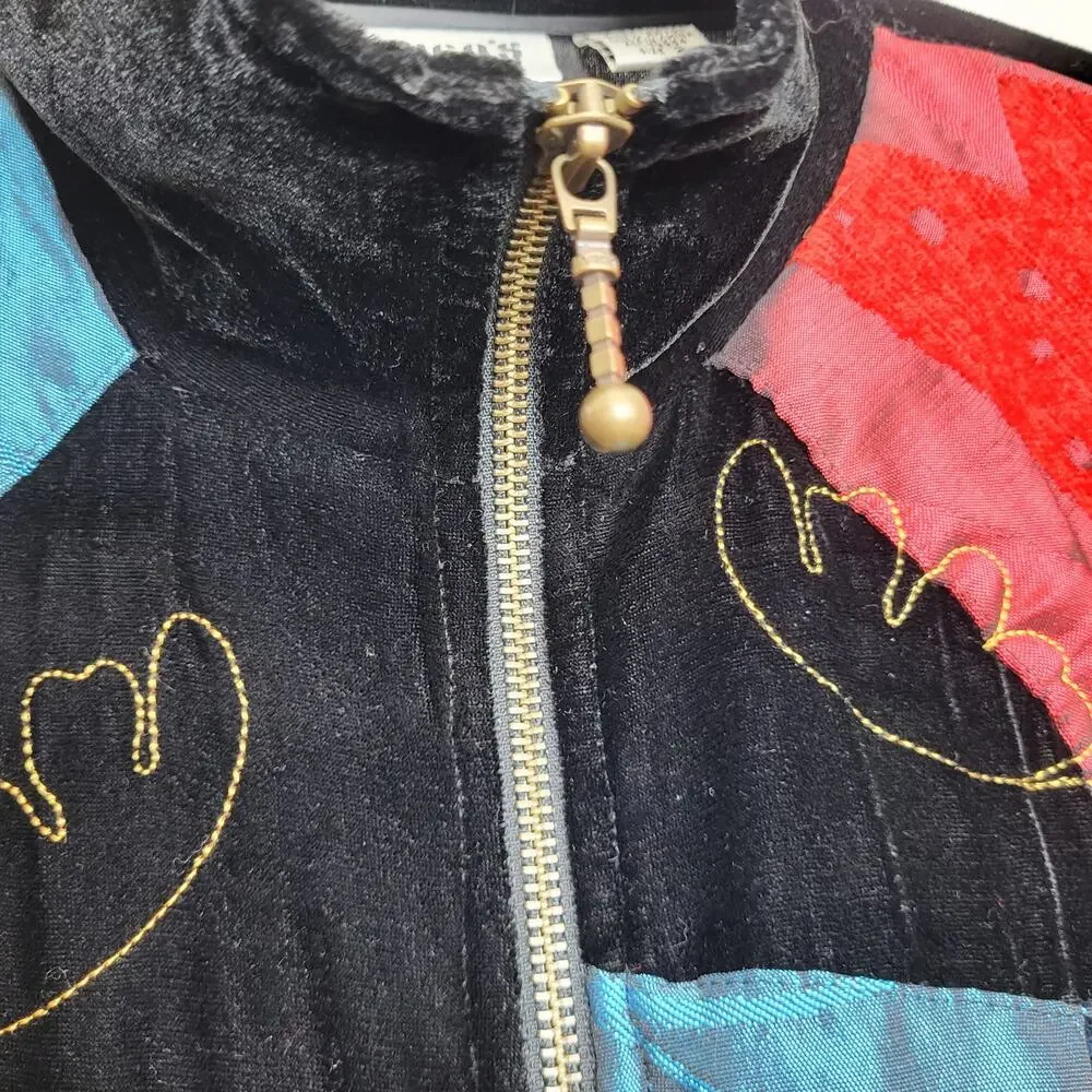 Vintage Chico's Patchwork Brocade Velvet Embroidered Full Zip Jacket Boho Sz 2/L - Picture 8 of 10